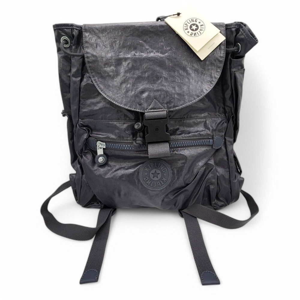 Kipling Black Lightweight Nylon Flap Backpack~NWT